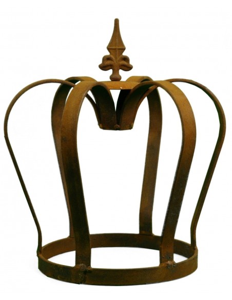 Edelrost Krone massiv mit Lilienspitze Höhe 32 cm - königliche Deko für den Garten aus rostigem Metall  Edelrost Krone massiv mit Lilienspitze Höhe 32 cm - königliche Deko für den Garten aus rostigem Metall