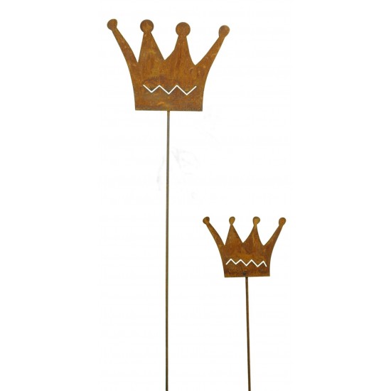 Edelrost Krone zum Stecken Höhe 9 cm - für Gartenbeet, Blumenstrauß Blumengesteck