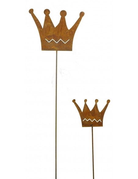 Edelrost Krone zum Stecken Höhe 9 cm - für Gartenbeet, Blumenstrauß Blumengesteck