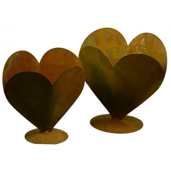 Edelrost Doppelherz zum Bepflanzen Höhe 28 cm -harmonische Homedeko für Drinnen und Draußen Dekorationsideen aus rostigem Metall