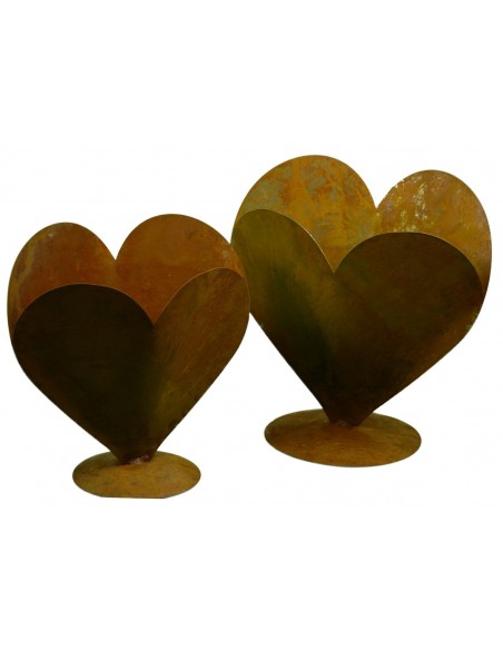 Edelrost Doppelherz zum Bepflanzen Höhe 28 cm -harmonische Homedeko für Drinnen und Draußen Dekorationsideen aus rostigem Metall