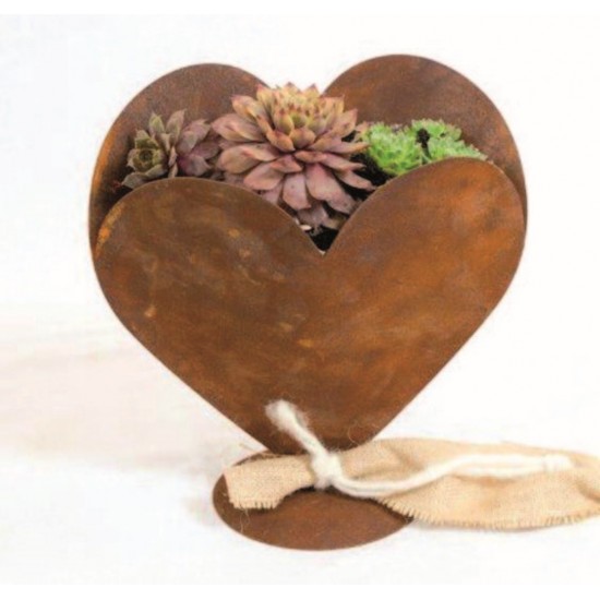 Edelrost Doppelherz zum Bepflanzen Höhe 28 cm -harmonische Homedeko für Drinnen und Draußen Dekorationsideen aus rostigem Metall