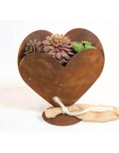 Edelrost Doppelherz zum Bepflanzen Höhe 28 cm -harmonische Homedeko für Drinnen und Draußen Dekorationsideen aus rostigem Metall