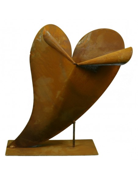 Edelrost Doppelherz zum Bepflanzen mit aufgerollter Vorderseite Höhe 27,5 cm -harmonisches Homedeko