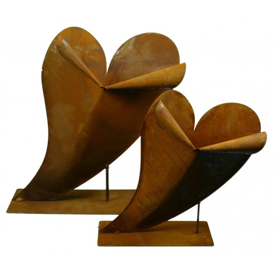 Edelrost Herz schräg auf Platte tolle Dekoidee für den Wohnraum und Garten von Metallmichl