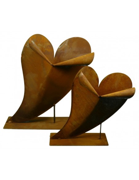 Edelrost Doppelherz tolle Dekoidee für den Wohnraum und Garten von Metallmichl