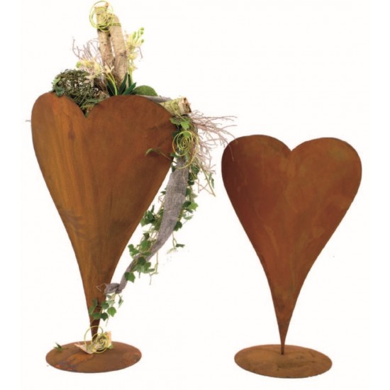 Edelrost Pflanzherz edel und schlicht, ideales Geschenk für Verliebte aus rostigem Metall