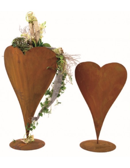 Edelrost Pflanzherz edel und schlicht, ideales Geschenk für Verliebte aus rostigem Metall