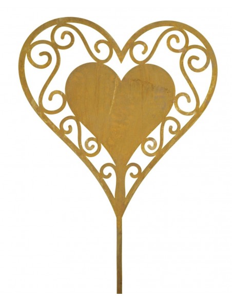 Edelrost Herz filigran zum Stecken Höhe 18 cm - für Heim und Garten aus rostigem Metall