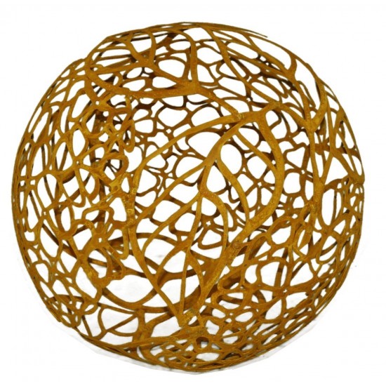 Edelrost Kugel Hortensie , Ø 50 cm -  filigrane Gartendekoration aus rostigem Metall für Drinnen und Draussen