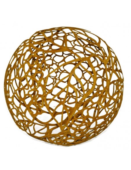 Edelrost Kugel Hortensie , Ø 50 cm -  filigrane Gartendekoration aus rostigem Metall für Drinnen und Draussen