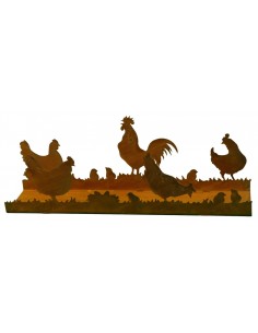 Windlichthalter Hühnerfamilie eckig für Vasen / Windlicht Länge 44 cm - für Ostern wunderschöne Dekoration aus Metall