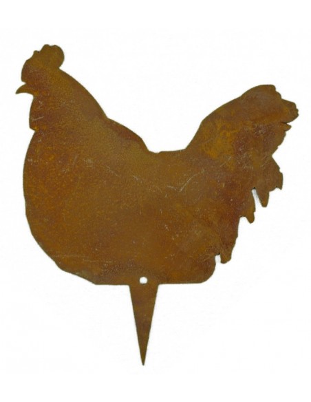 Edelrost Huhn Henne mini  mit  Stecker Höhe 10 cm Dekoidee und Geschenk Dekofigur für das Fensterbrett zu Ostern