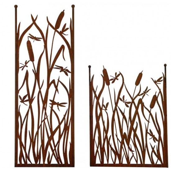 Eelrost Sichtschutz Paravent Libellenzaun Kein Corten Raumteiler Gartendeko Teichdeko Abtrennung Pool