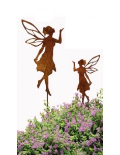 Edelrost Fee mit Kusshand, auf Stab Höhe 55 cm - Gartenstab für Zuhause und zum Verschenken 2