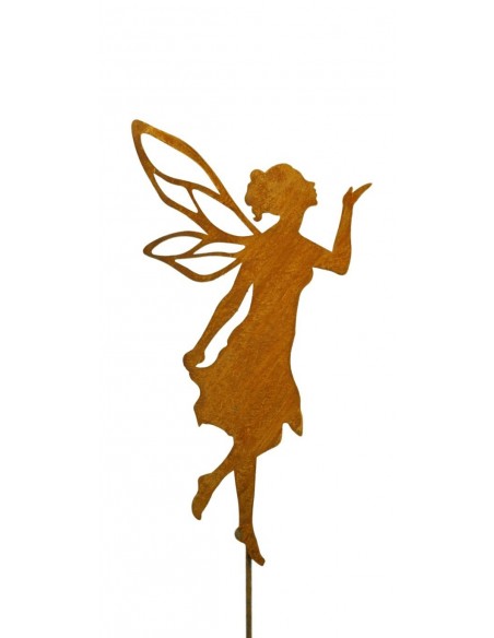 Edelrost Fee mit Kusshand, auf Stab Höhe 40 cm - Gartenstab für Zuhause und zum Verschenken