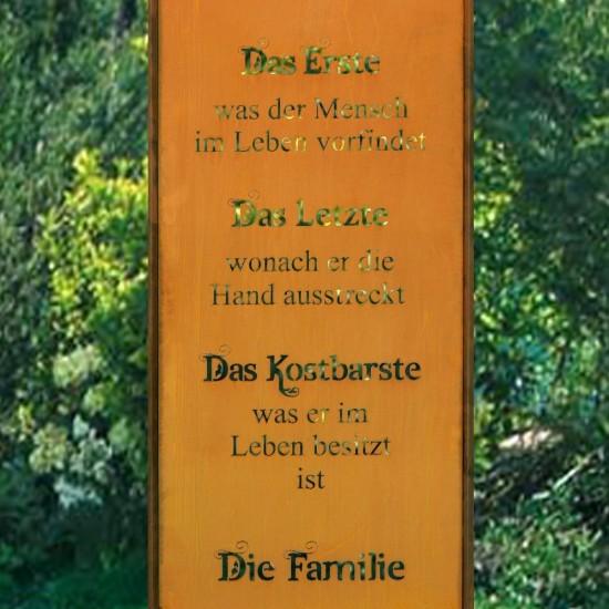 Edelrost Gartenstecker Familie Family Spruchschild Rostschild mit Familienspruch