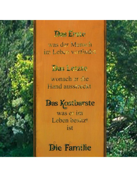 Edelrost Gartenstecker Familie Family Spruchschild Rostschild mit