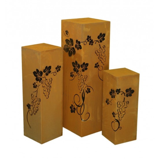 Edelrost Säule 'Vinea' eckig Höhe 80 cm Rostsäule  für Winzer und Weinliebhaber