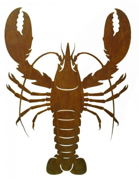 Rost Wandbild Hummer zum Hängen, Länge 45 cm  Rosig Rostdeko Rostschild Schild Wanddekoration Wandtatoo ausgelaser