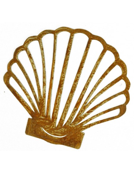 Edelrost Wandbild Jakobsmuschel Höhe 13 cm zum Hängen - für Heim und Garten aus rostigem Metall
