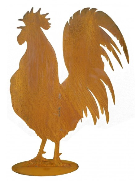 Rost Hahn Sihouette, krähend, auf Platte Höhe 105 cm als Gartendeko und für das Ladengeschäft zu Ostern