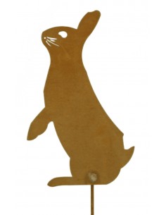 Hase stehend auf Stab 40 cm, Rost - Höhe 31 cm - Breite 20 cm Osterdekoration mit Osterhase aus Metall Rost