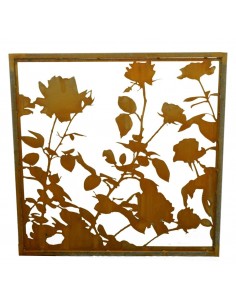 Edelrost 'Lovely' Rosenparavent 'B' Höhe 100 cm Breite 100 cm mit Umrandung Sichtschutzwand Metallwand Rostwand Dekowand