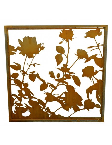 Edelrost 'Lovely' Rosenparavent 'B' Höhe 100 cm Breite 100 cm mit Umrandung Sichtschutzwand Metallwand Rostwand Dekowand 
