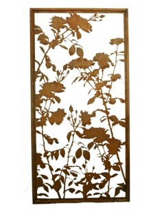 Edelrost 'Lovely' Rosenparavent Höhe 200 cm Breite  100 cm mit Umrandung Sichtschutzwand Metallwand Rostwand Dekowand