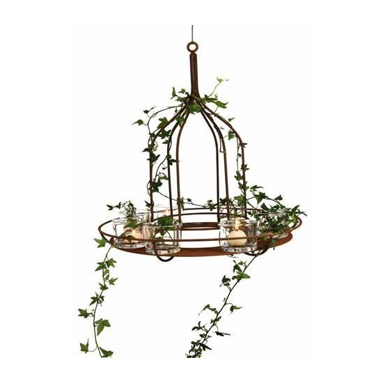 Deko Rost Metall Kranzhänger aus 6mm Draht zum Hängen, mit Platte, Durchmesser 50 cm