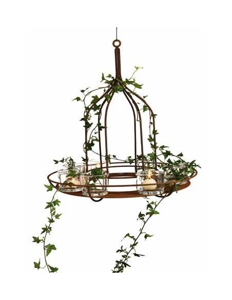 Deko Rost Metall Kranzhänger aus 6mm Draht zum Hängen, mit Platte, Durchmesser 50 cm