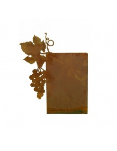 Rost Tischaufsteller mit Weinblatt und Traube , zum selber Beschriften, aus rostigem Metall