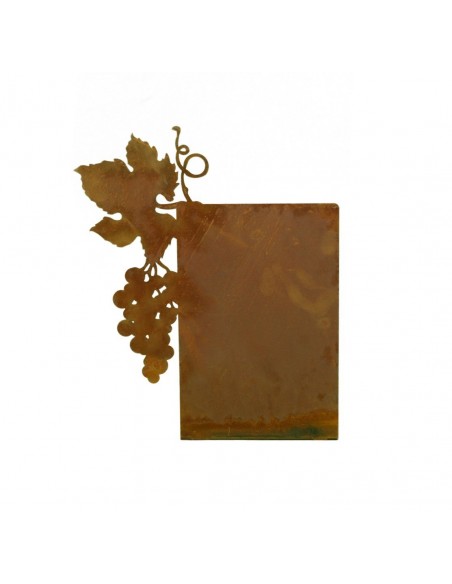 Rost Tischaufsteller mit Weinblatt und Traube , zum selber Beschriften, aus rostigem Metall