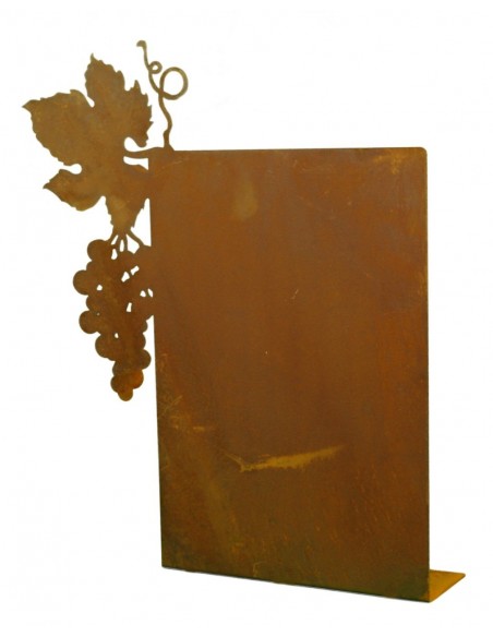 Rost Tischaufsteller mit Weinblatt und Traube , zum selber Beschriften, aus rostigem Metall Rost Tischaufsteller mit Weinblatt und Traube , zum selber Beschriften, aus rostigem Metall