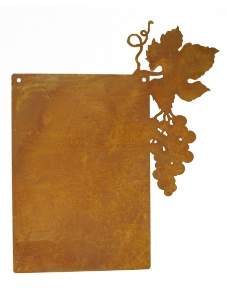 Rost Schild mit Weinblatt und Traube , zum Hängen und selber Beschriften aus rostigem Metall Rost Schild mit Weinblatt und Traube , zum Hängen und selber Beschriften aus rostigem Metall