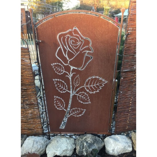 Paravent Rose, 140 cm Hoch Sichtschutz aus Edelrost Metall als