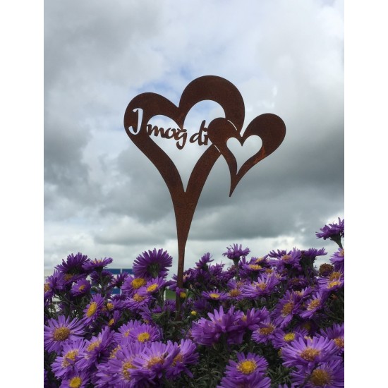 für die Liebsten - Herz zum Stecken "I mog di", als Blumenstecker für den Valentinstag
