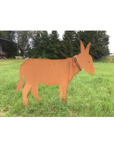 Esel XXL 140 cm lang aus rostigem Metall kein Corten tierische Gartendeko