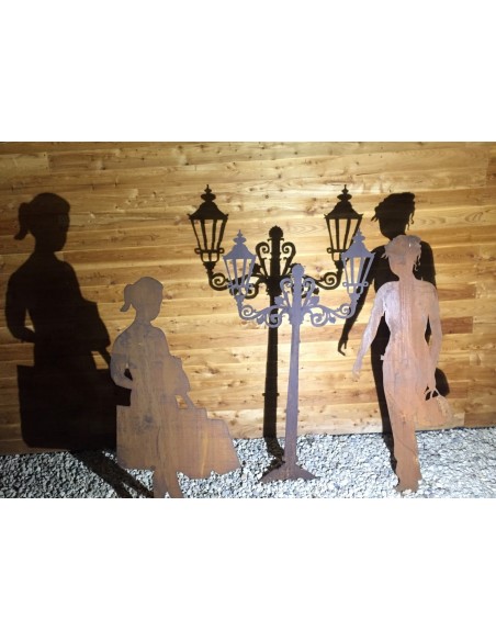 Straßenlaterne mt Steckverbindung, 180 cm hoch aus Edelrost Metall kein Corten zur Gartendeko