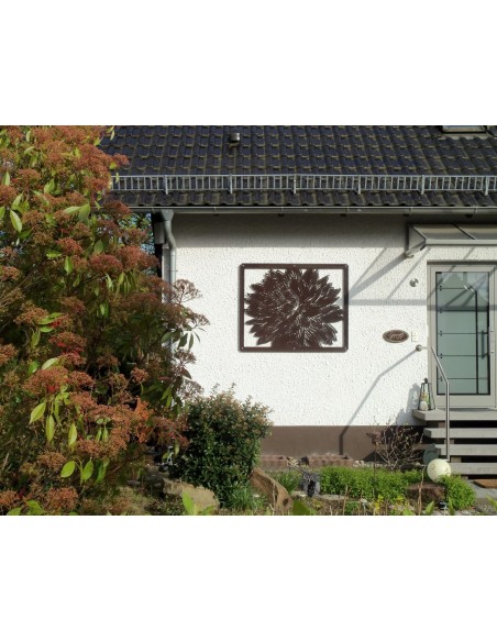 Dahlien Paravent 1,50 x 1,20 m als Sichtschutz oder Wandbild aus Edelrost Metall Rostbumen kein Corten