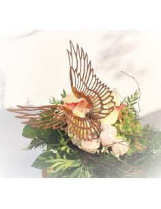 filigrane Flügel nach Oben zum einhängen groß - 20 cm aus rostigem Metall mit Edelrost Deko