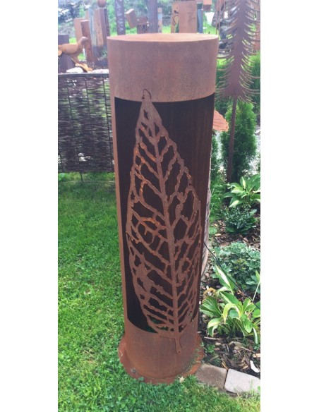 Edelrost Säule 'Willow' rund, mit schmalem Blatt, Höhe 100 cm aus