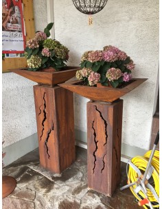 Rost Säule mit Rissen 90 cm hoch rechteckig 2