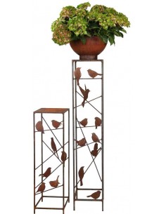 Edelrost Säule mit 10 Vögel, als Rostsäule zur Gartendeko für Terrasse Garten Balkon Hauseingan 2