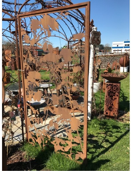 Edelrost sichtschutz und Rankhlfe  'Lovely' Rosen Paravent Höhe 200 cm Breite  100 cm mit Umrandung 