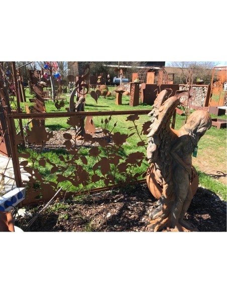 Edelrost Sichtschutz und Rankhilfe Rankzaun  'Lovely' Rosen Paravent quer als Zaunelement nutzbar