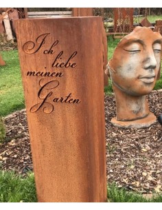 Edelrost Säule "Ich liebe meinen Garten", Höhe 100 cm