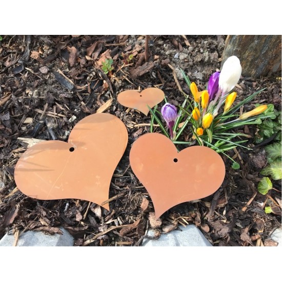 Rost Herz z. Aufhängen im 3er SET aus Metall zur Deko in Wohnraum, Balkon, Terrasse, Garten und zum Verschenken