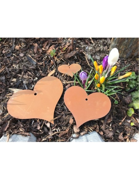 Rost Herz z. Aufhängen im 3er SET aus Metall zur Deko in Wohnraum, Balkon, Terrasse, Garten und zum Verschenken